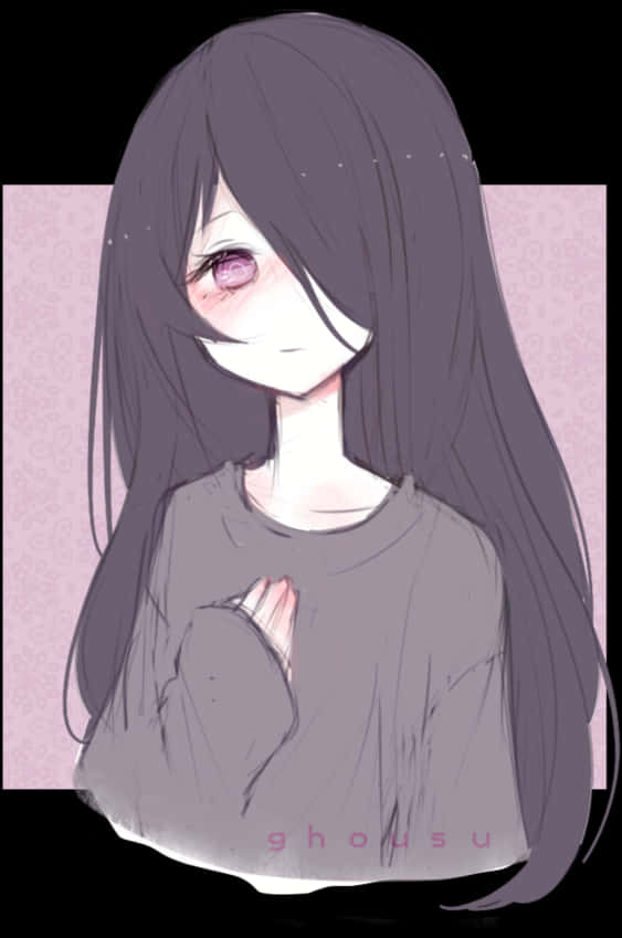 紫色眼眸的神秘動漫女孩 壁紙