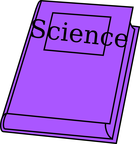 紫色科學教科書封面 壁紙 — 一本充滿活力的紫色書，書名為「Science」，採用粗體黑色文字和簡潔線條，傾斜放置在白色背景上。