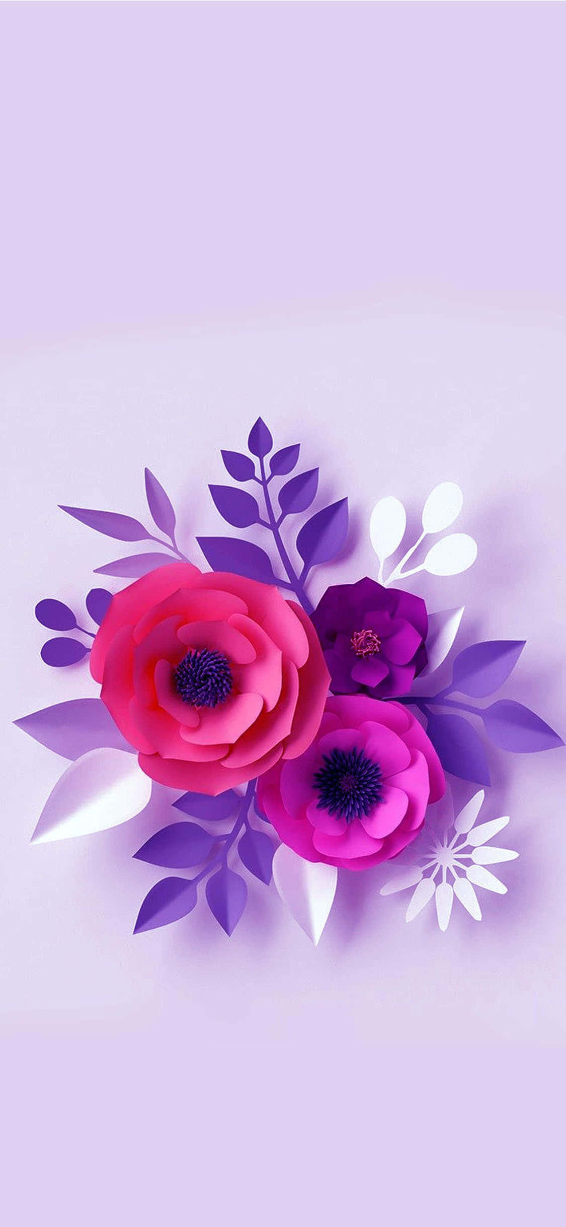 紫色背景上的紙花 壁紙