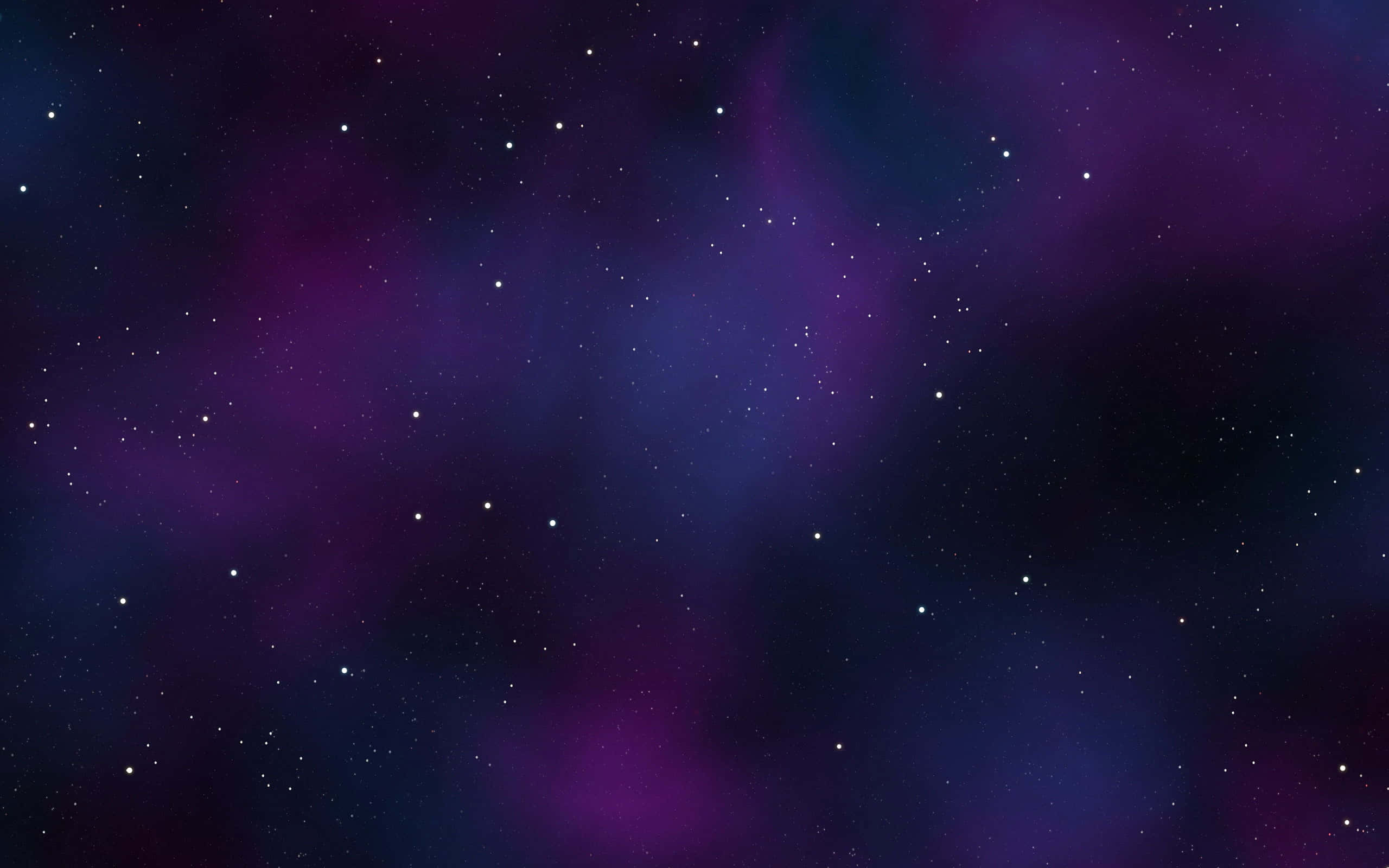 紫色與黑色天空背景 壁紙 — 廣闊的宇宙空間，充滿了發光的紫色星雲和散落的閃爍星星，背景是深邃的靛藍虛空。