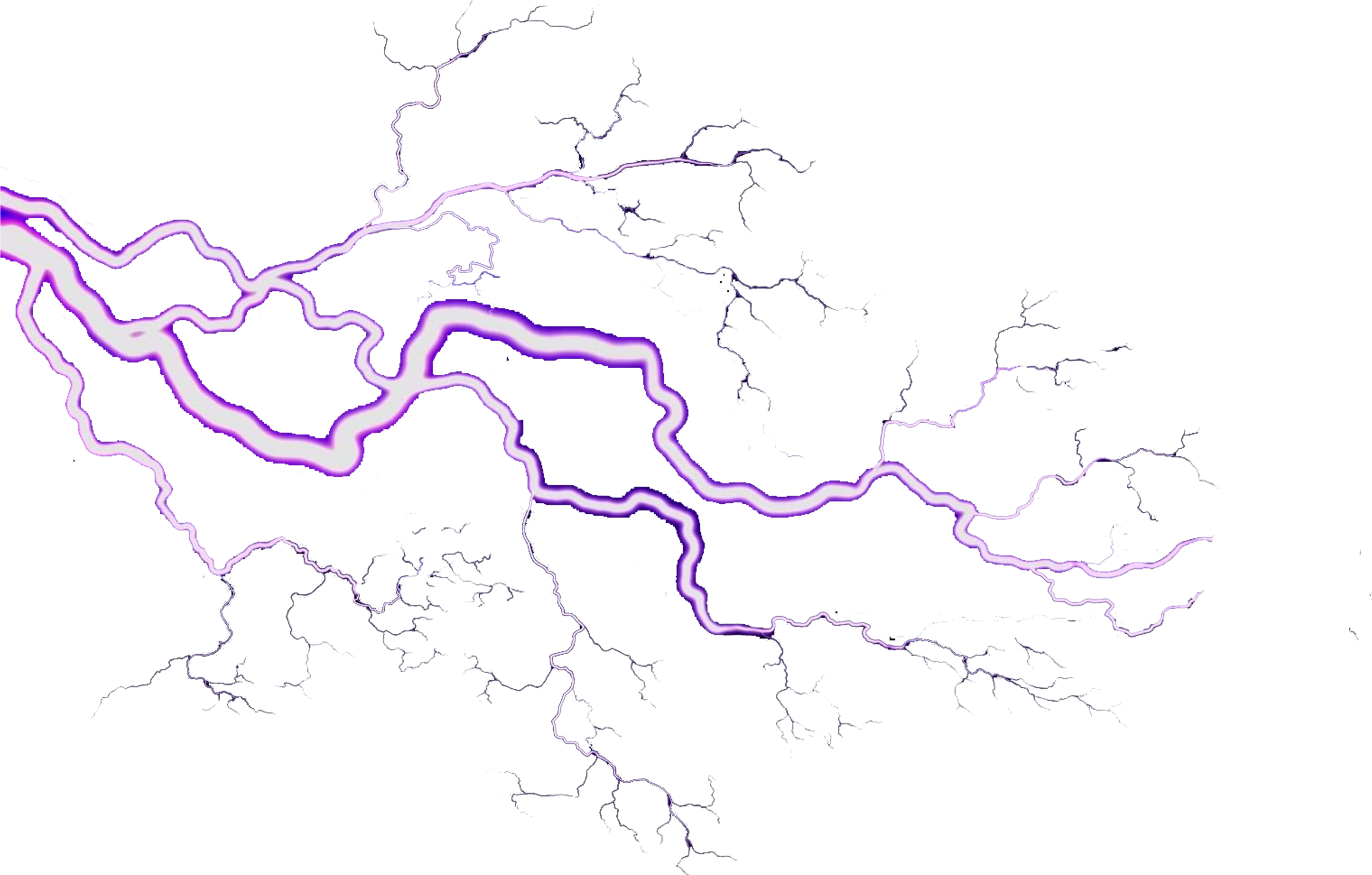 紫色閃電抽象藝術 壁紙 — 生動的紫色閃電在漆黑的天空中劈啪作響，呈現出戲劇性的自然景象。