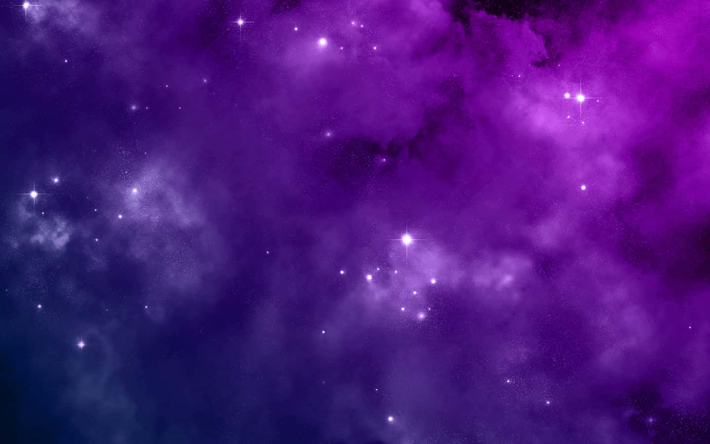 深空中帶有閃爍星星和旋轉雲層的紫色宇宙星雲。