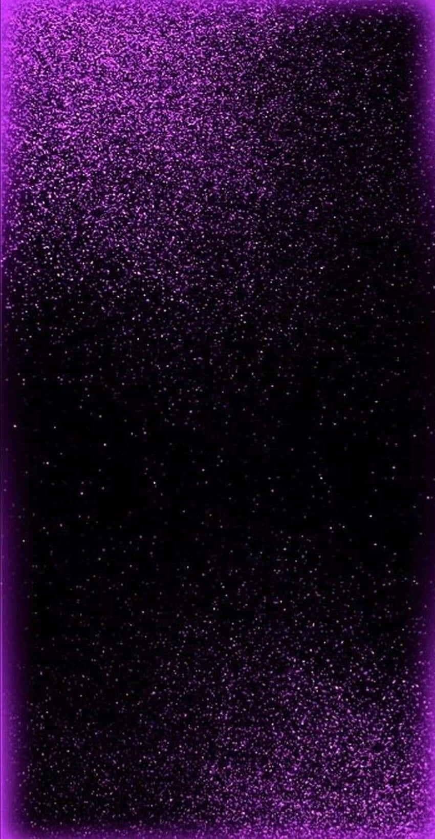 紫黑閃粉邊框背景 壁紙 — 閃爍紫色閃粉的垂直漸變，逐漸過渡到深黑色，並帶有發光的紫色邊框。