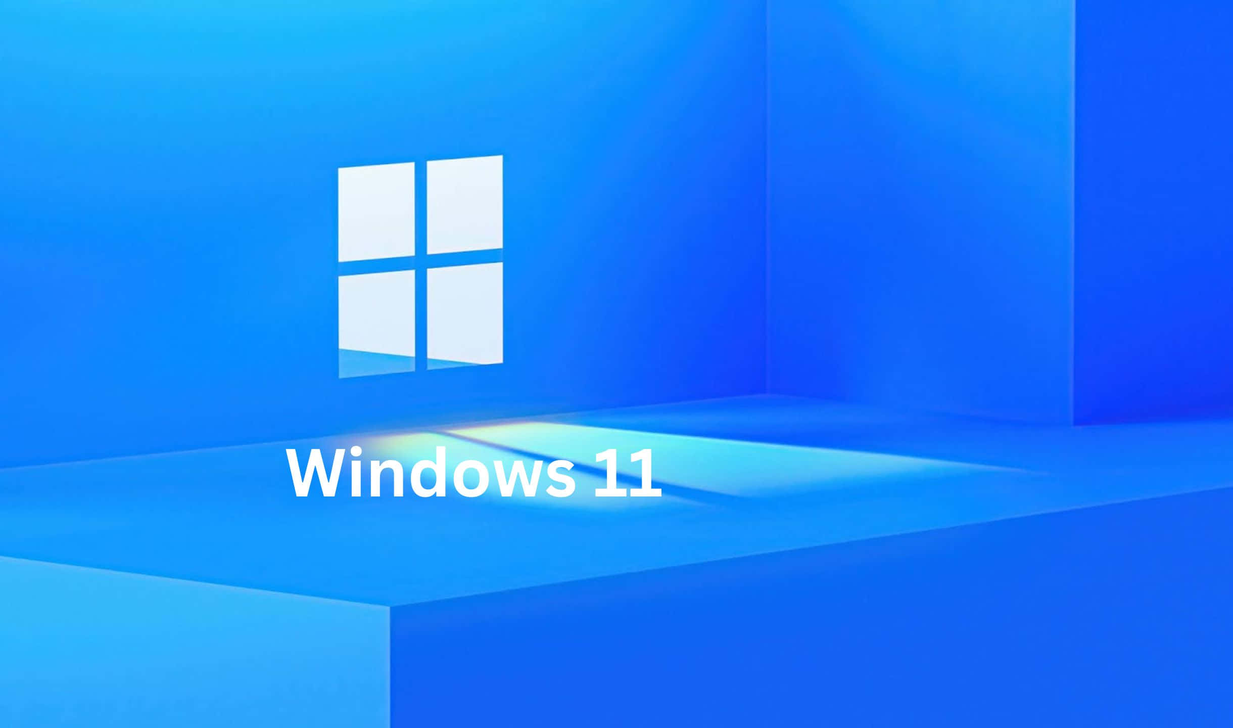 Windows 11 標誌在藍色幾何背景上