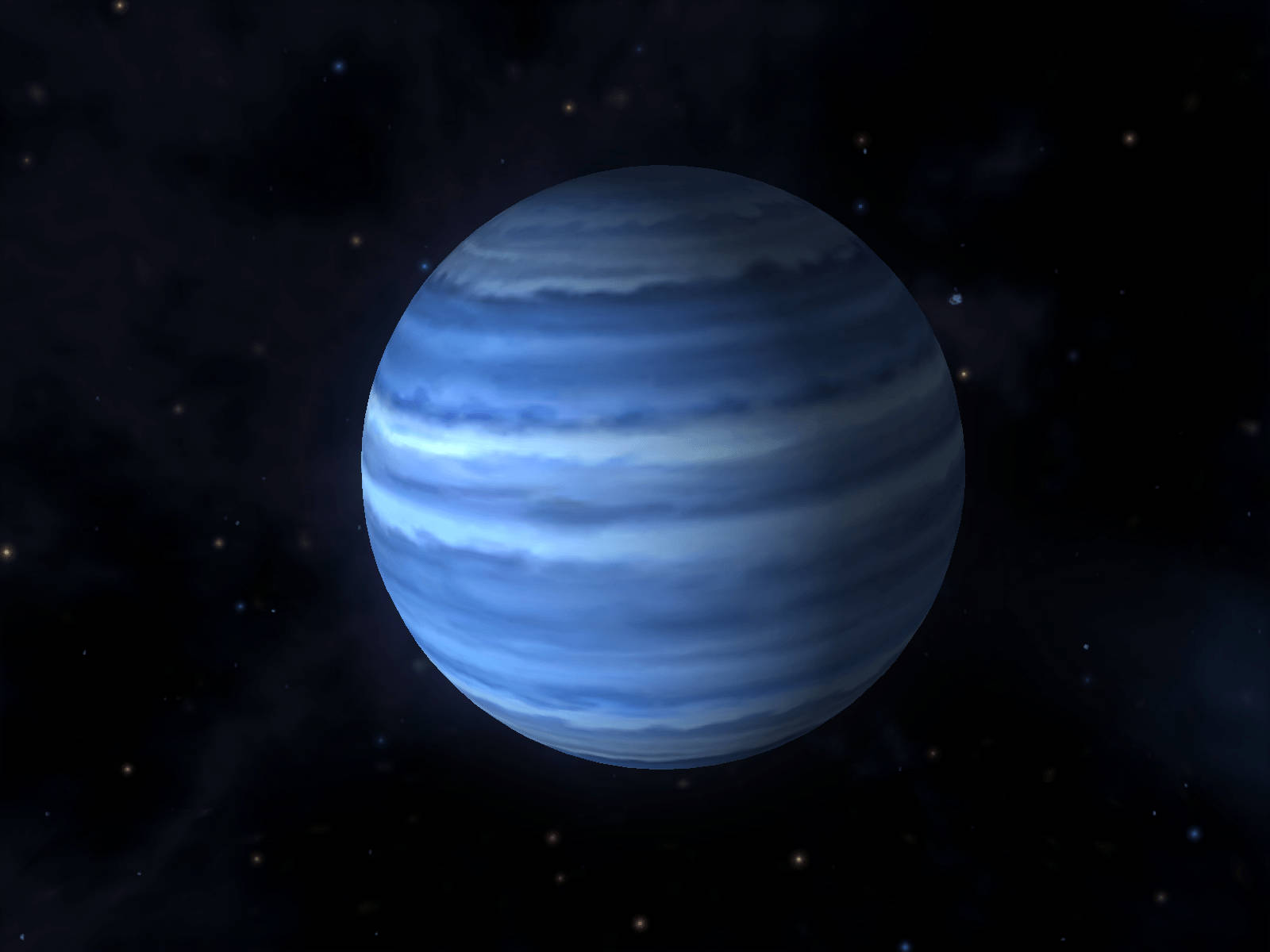 細節豐富的海王星 壁紙 — 一顆雄偉的藍色氣體巨星，帶著旋轉的雲帶，在佈滿星星的宇宙虛空中寧靜地漂浮。