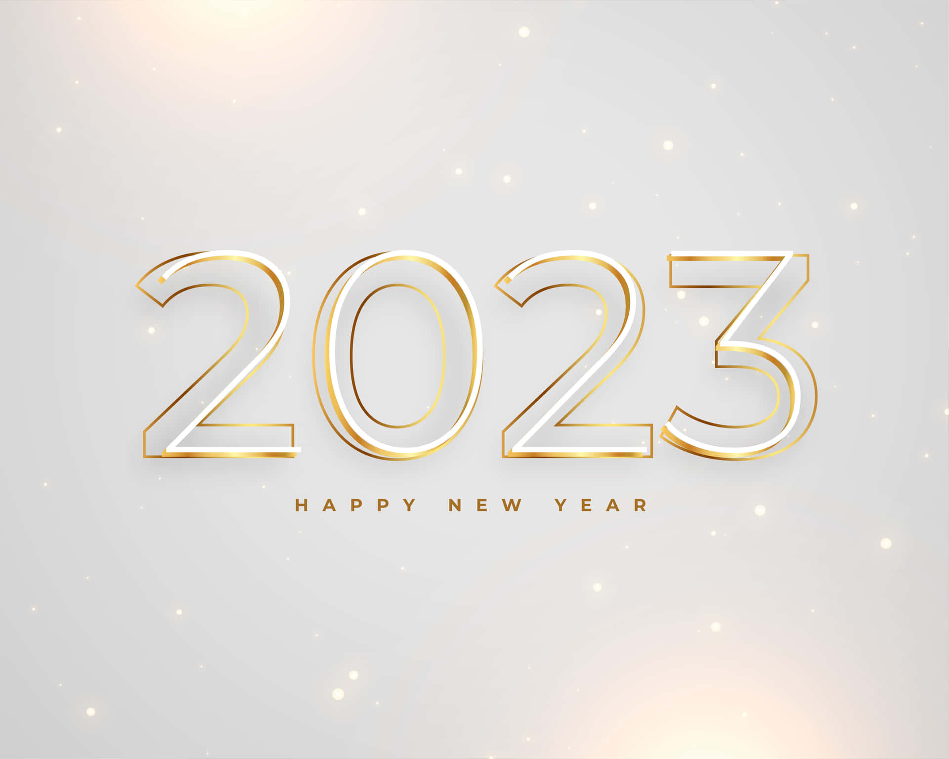 金色2023文字附閃爍效果，用於新年慶祝