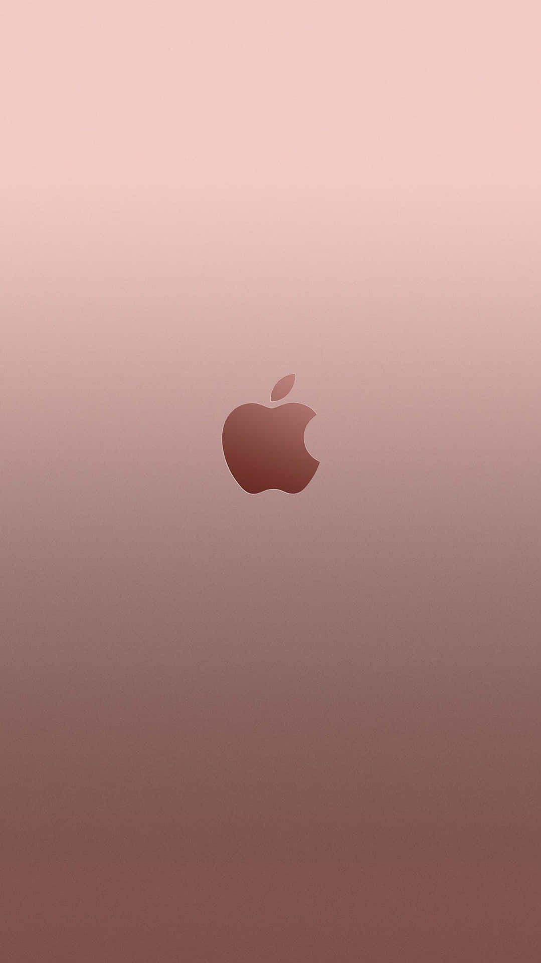 Apple標誌置於柔和玫瑰漸變背景中央