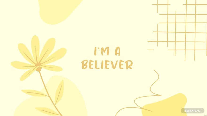 極簡黃色花卉插圖，奶油色背景上帶有文字 I'M A BELIEVER。