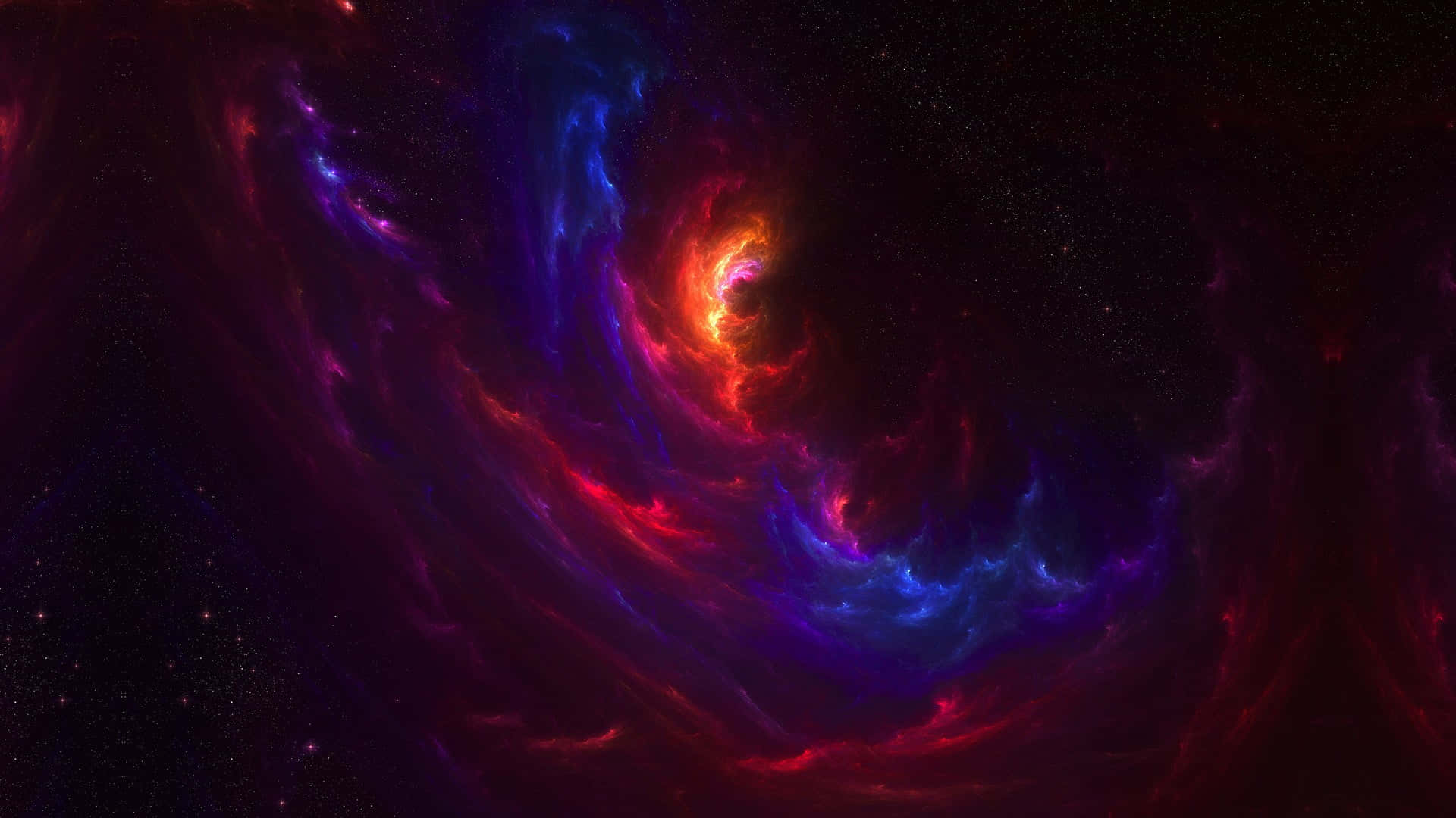 深空中色彩繽紛的旋轉星雲與星星