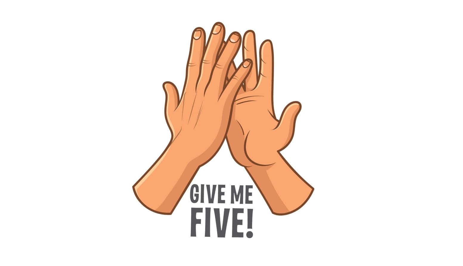 給我五指照片 壁紙 — 兩隻卡通手準備擊掌，下方粗體文字寫著 give me five！