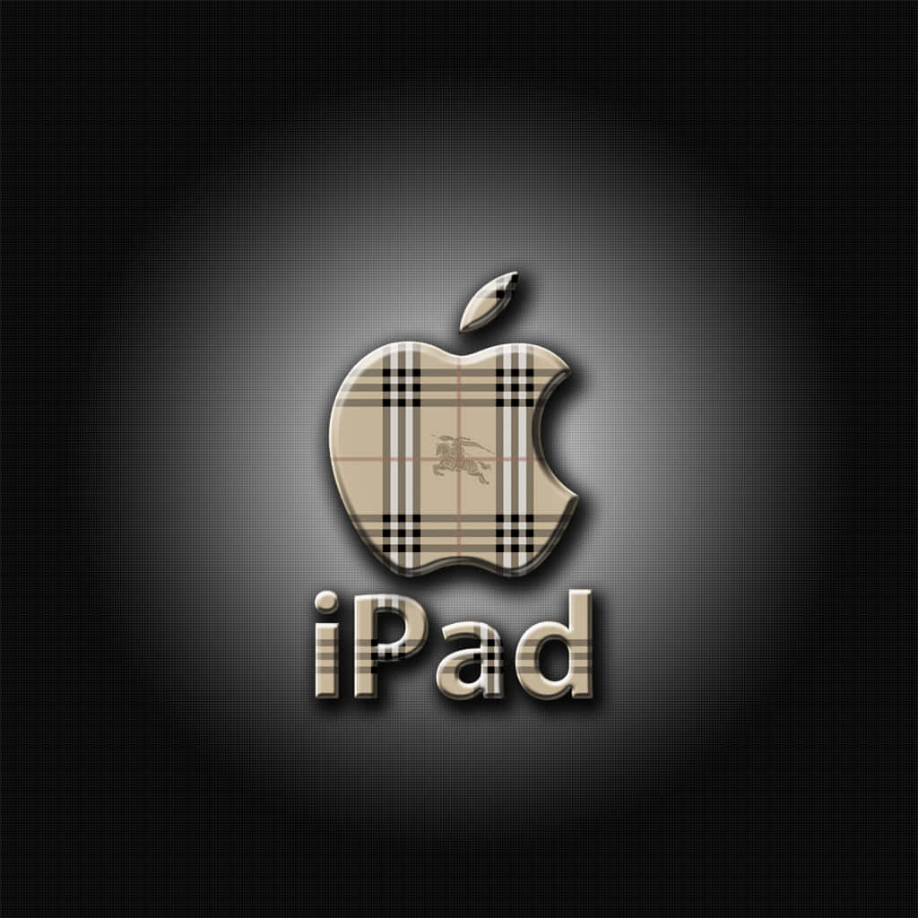 帶有 Burberry 格紋圖案的光面 iPad 標誌，置於深色漸變背景上。