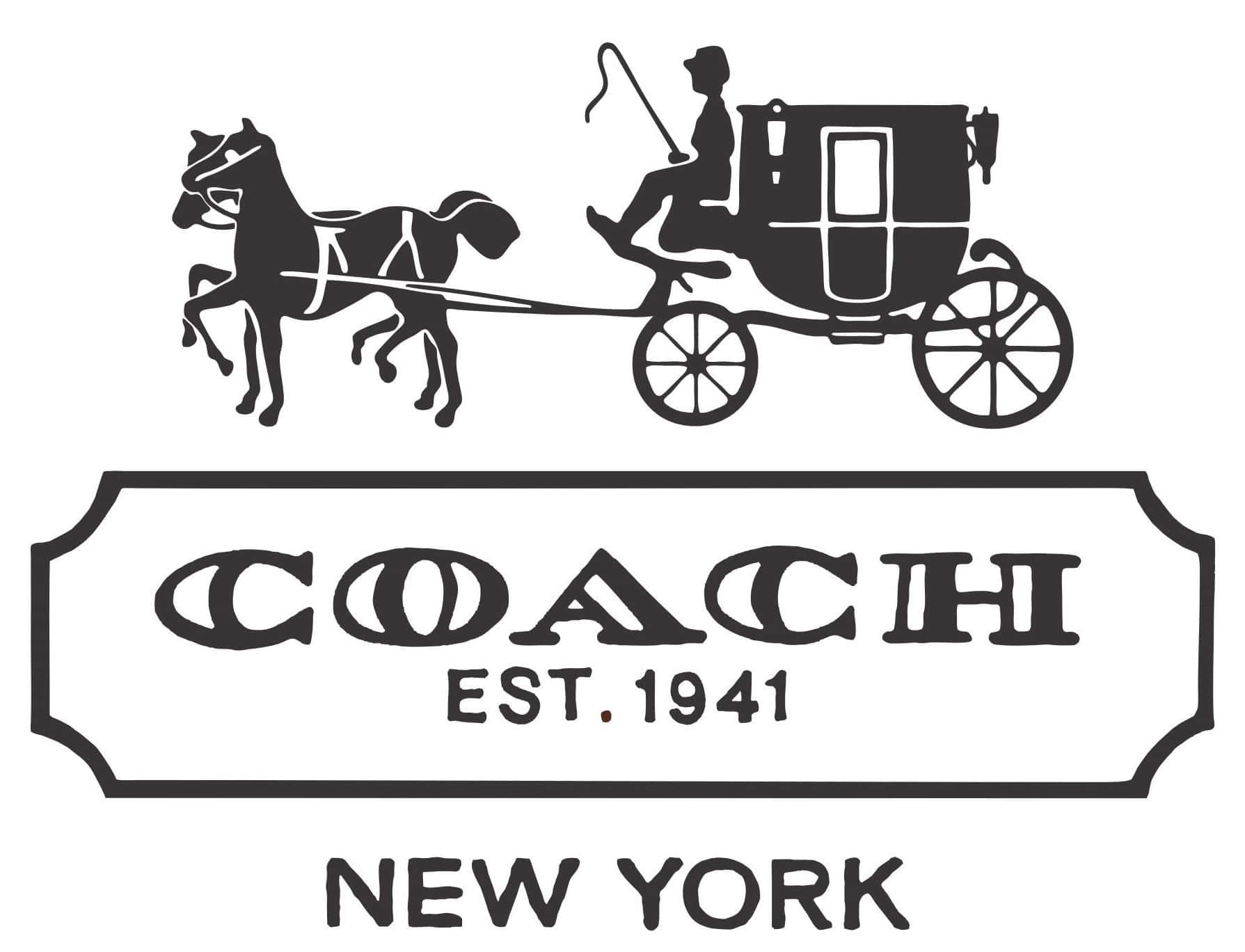 Coach品牌標誌，帶有馬匹及馬車剪影及紐約文字。