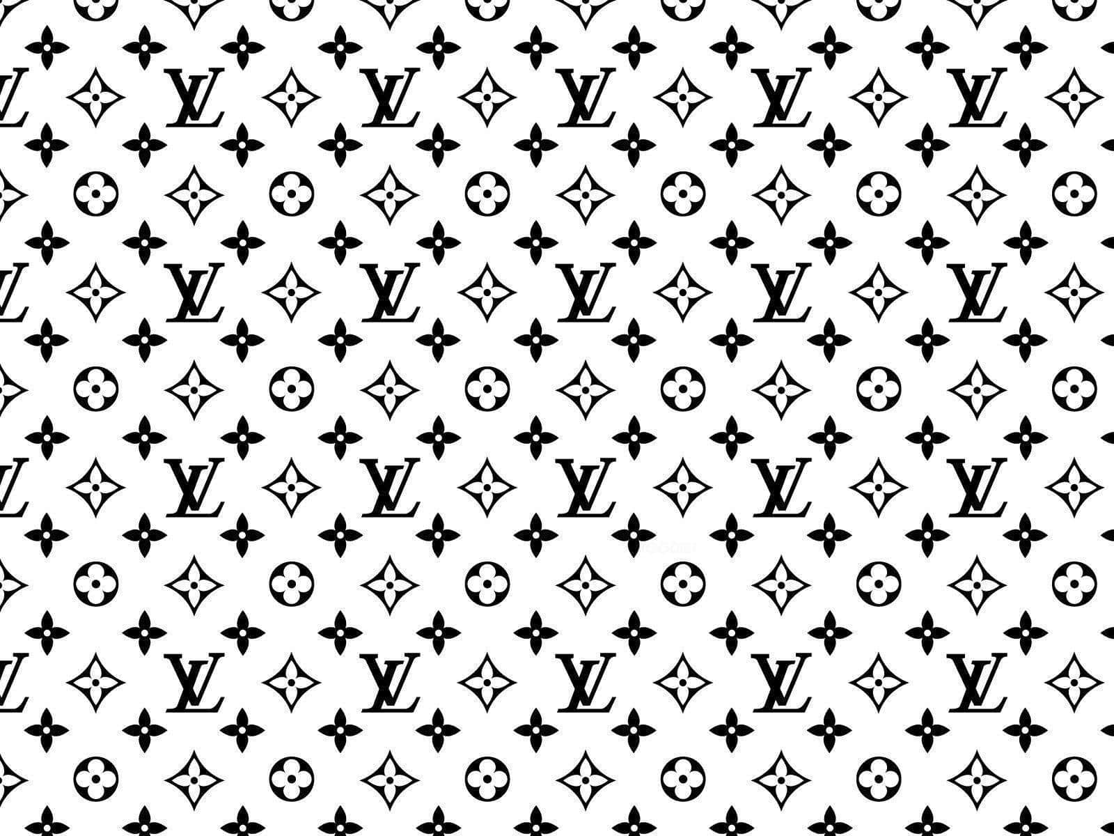 白色背景上的黑色 Louis Vuitton 字母組合和花卉圖案。
