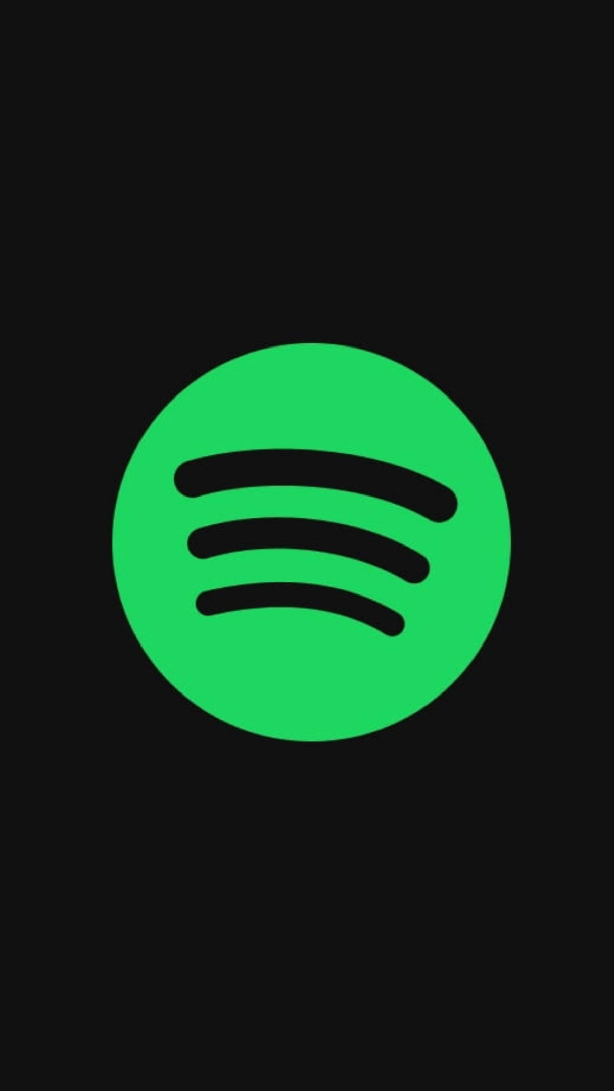 經典 Spotify 屏幕 壁紙 — 一個亮綠色嘅Spotify標誌置中喺純黑色背景上。