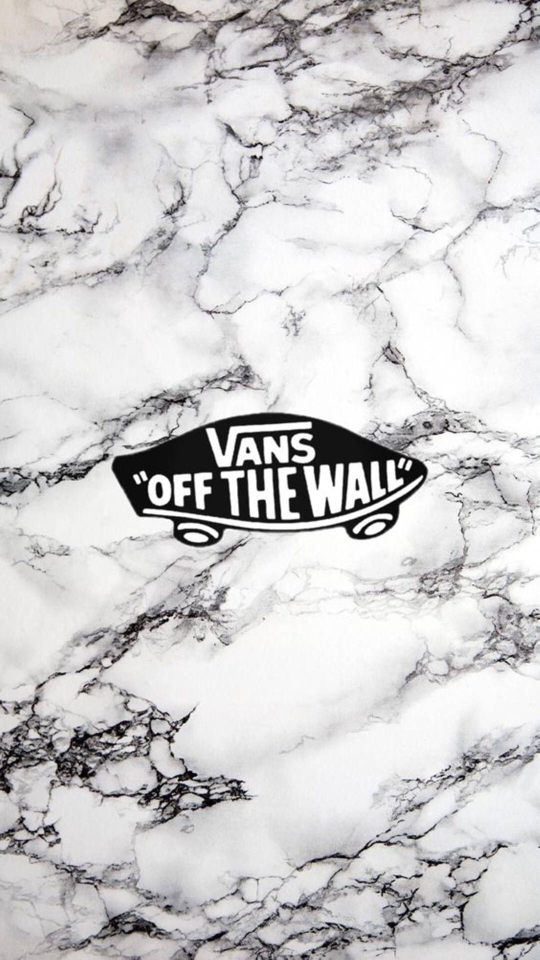 白色大理石背景上的Vans Off The Wall標誌