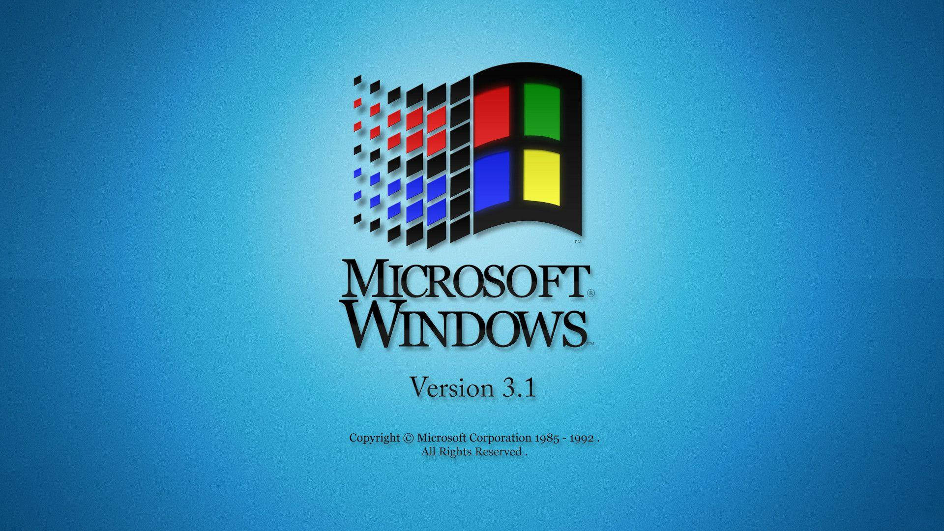 Microsoft Windows 3.1 標誌在藍色漸變背景上