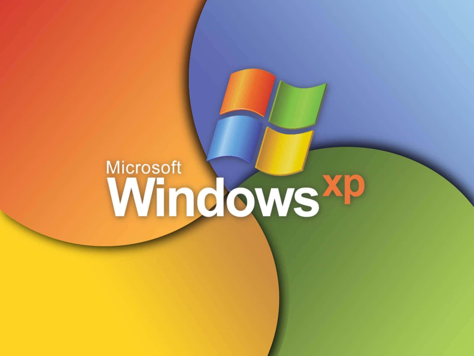 Windows XP標誌在色彩繽紛的重疊圓圈背景上