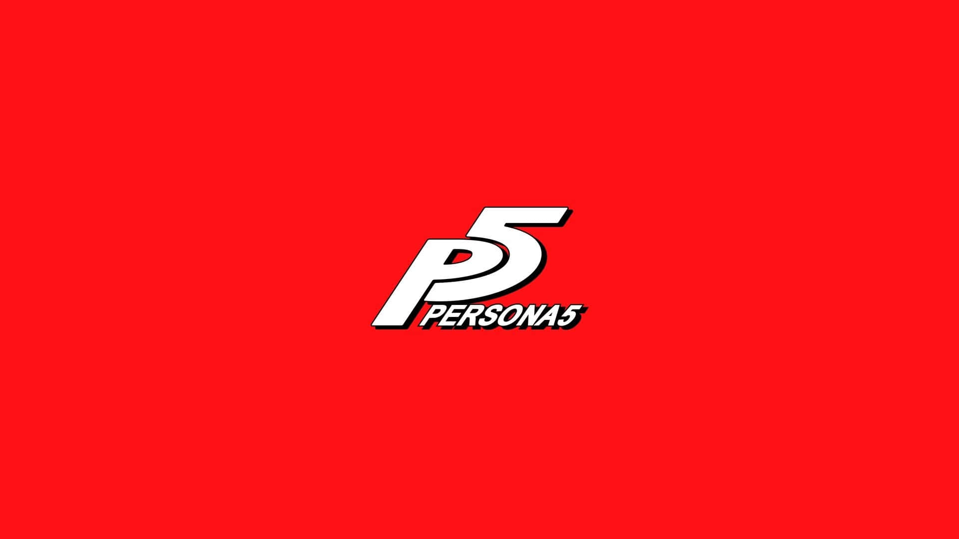 經典《女神異聞錄5》標誌 壁紙 — 大膽的白色 Persona 5 標誌居中於純紅色背景上，邊緣乾淨銳利。