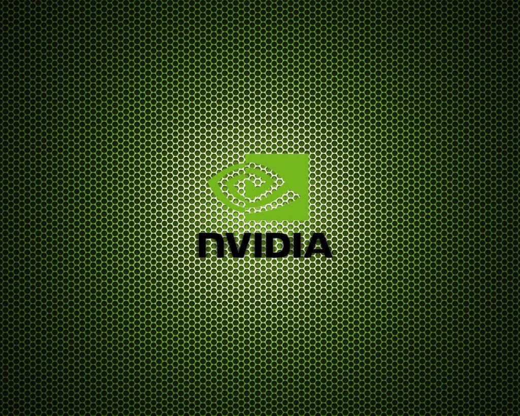 在六角網格背景上帶有綠色漸變照明的Nvidia標誌。