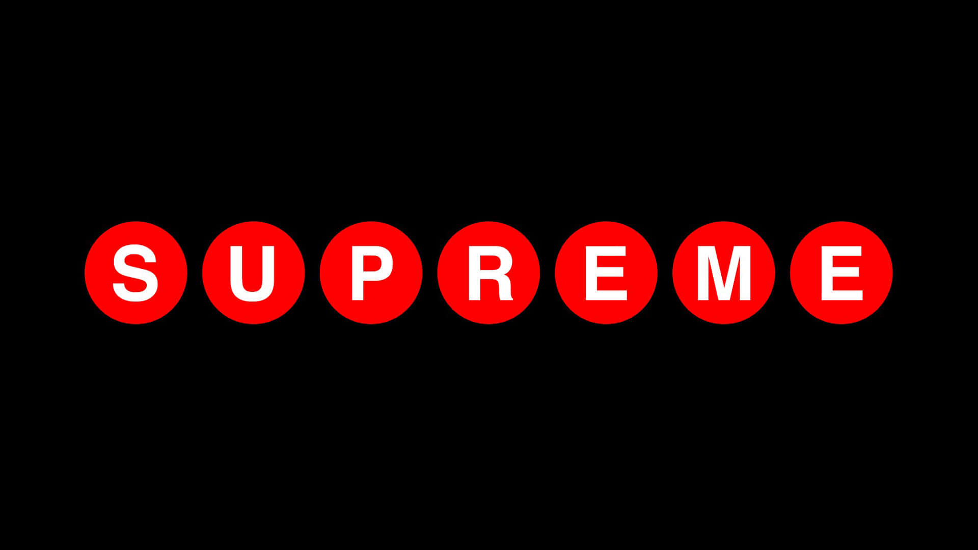 黑色背景上的紅色圓圈 Supreme 標誌