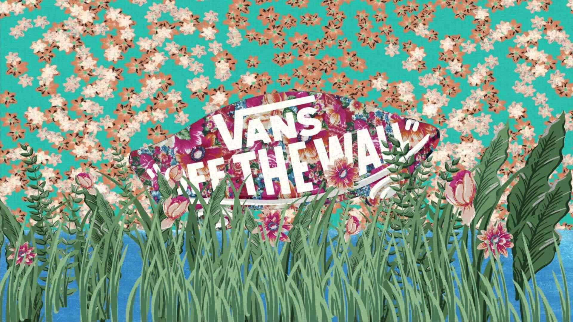 Vans鞋標誌帶有花卉設計，從高高的草叢和花朵中探出頭來。