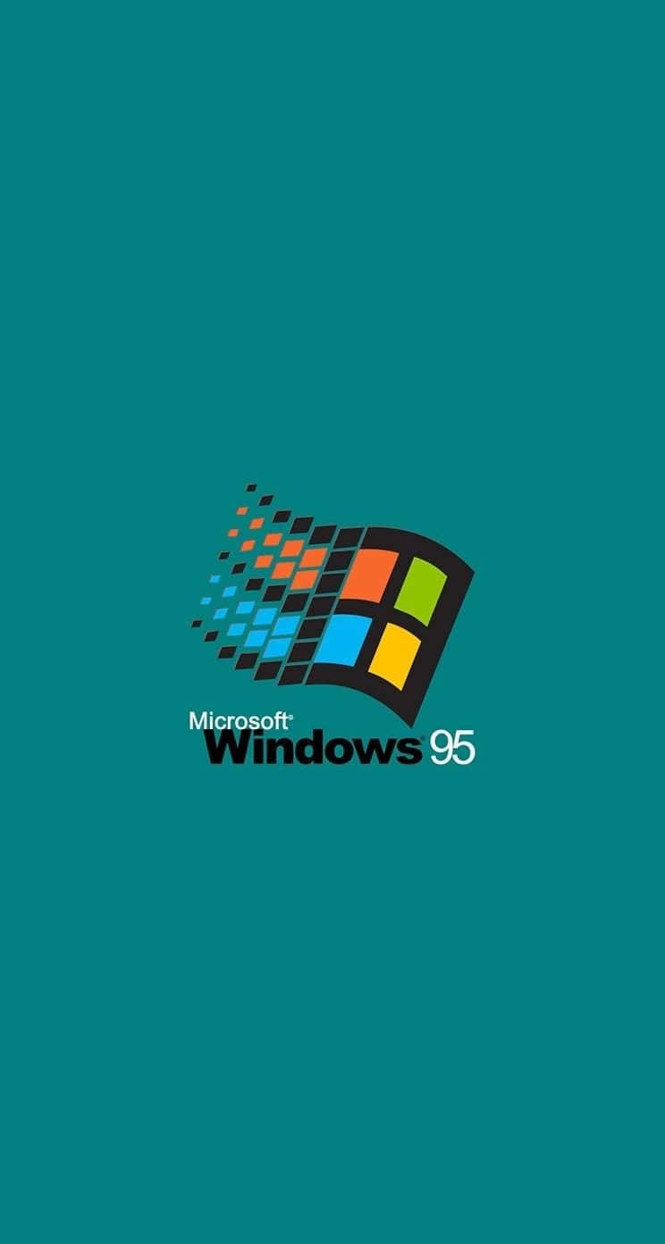 青綠色背景上的Windows 95標誌 — 粉紅色 iPhone 壁紙