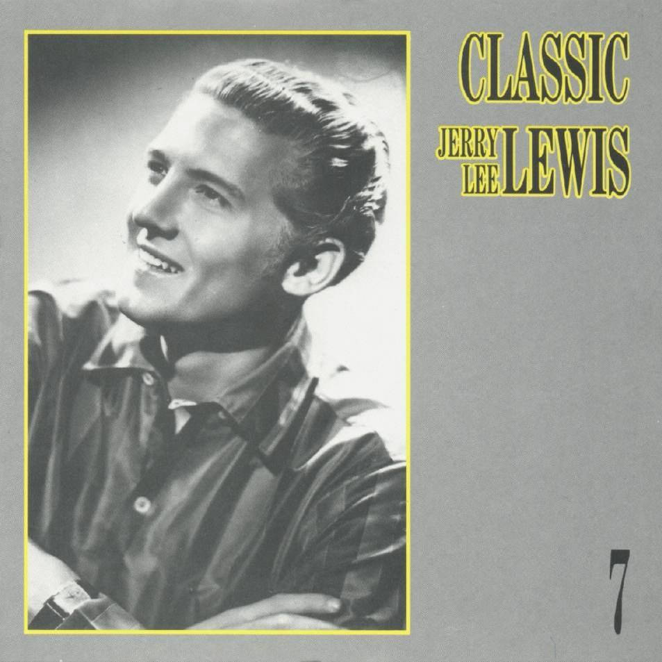 經典 Jerry Lee Lewis 專輯封面，有復古黑白肖像同黃色文字。