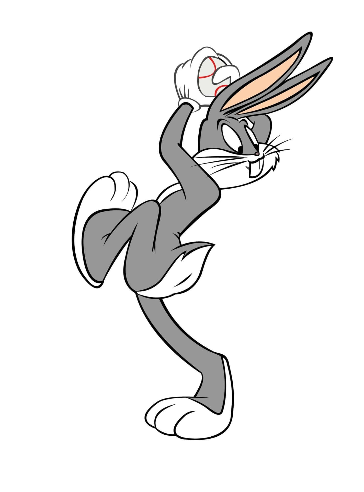 賓尼兔 桌布 壁紙 — 經典卡通兔巴哥（Bugs Bunny）戴著棒球帽，露出頑皮的笑容，擺出一個俏皮的姿勢。