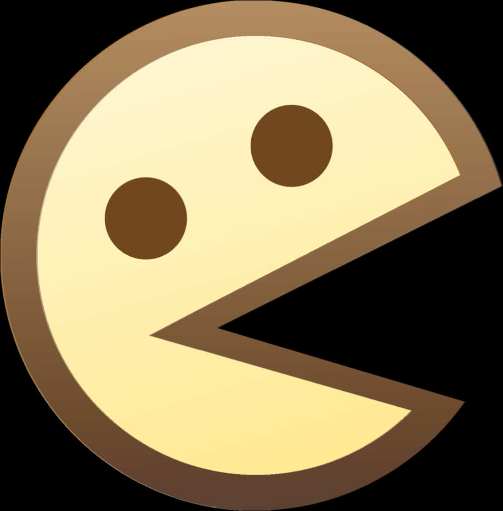 經典吃豆人街機遊戲圖標 壁紙 — 經典 Pac-Man 角色，張開嘴巴，兩隻眼睛，黑色背景。