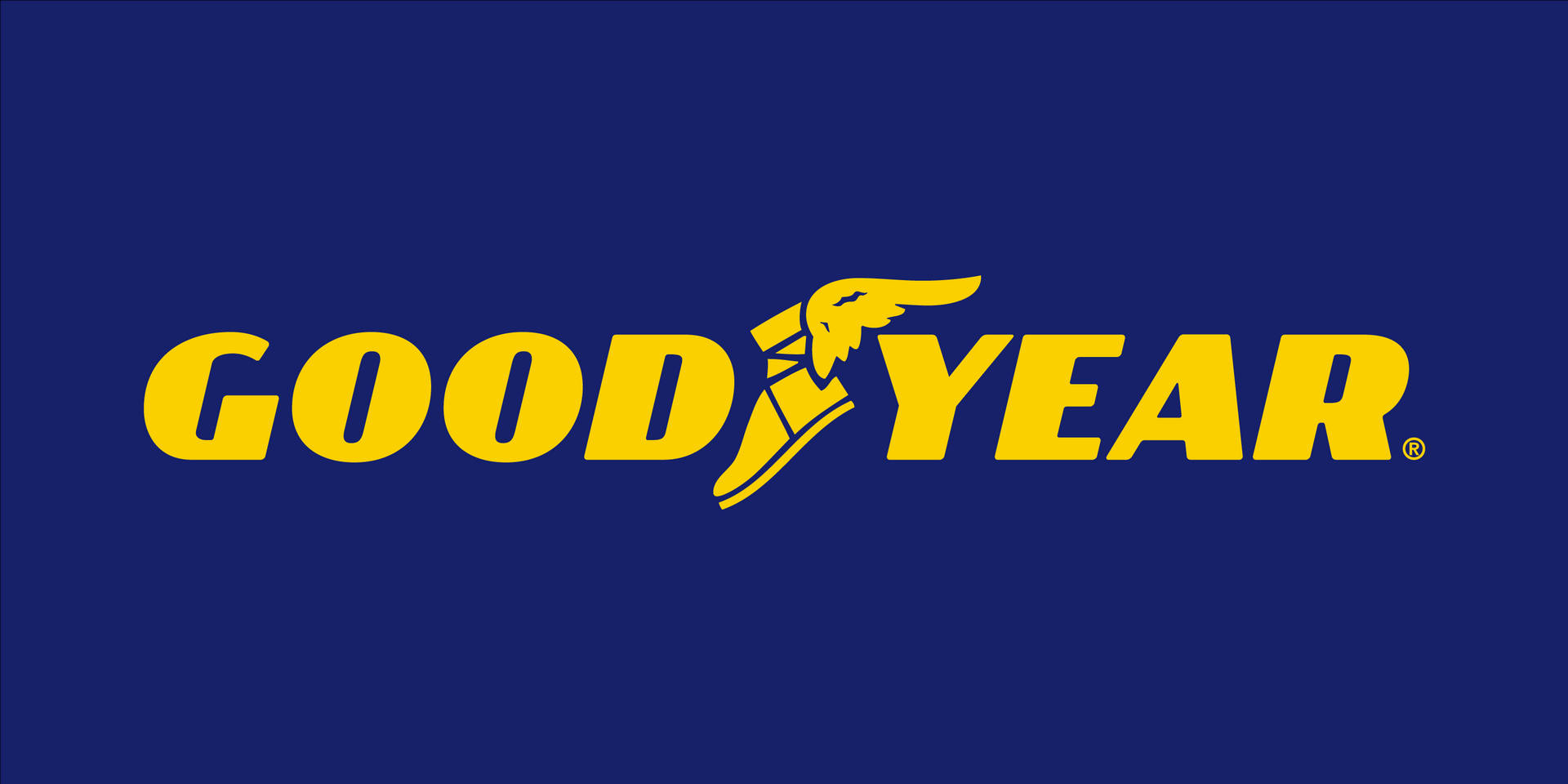 Goodyear標誌，帶有翼足徽章，藍色背景