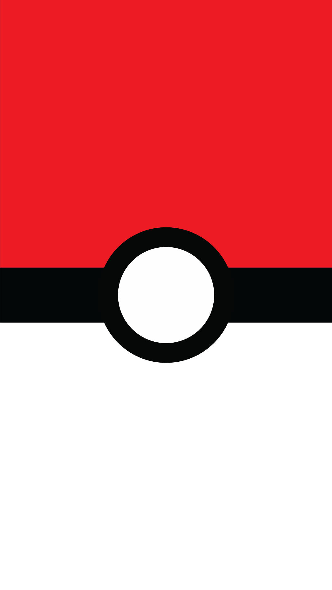 經典寶可夢球 iPhone 壁紙 — 一個紅白精靈球的極簡圖形，帶有黑色帶子和中央白色圓圈。
