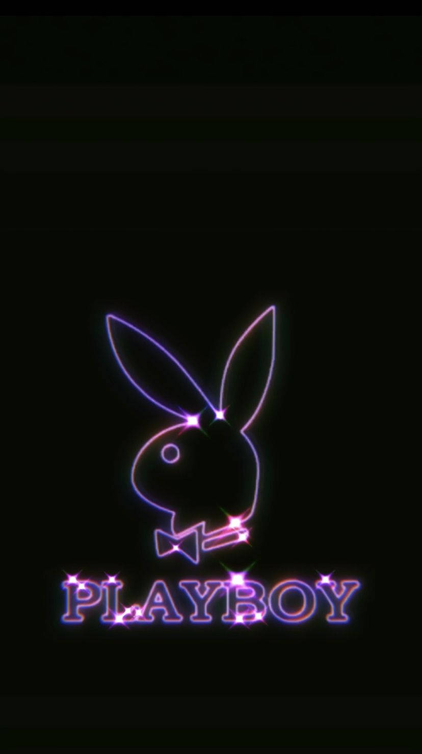 黑色背景上帶有星星的霓虹燈Playboy兔子標誌