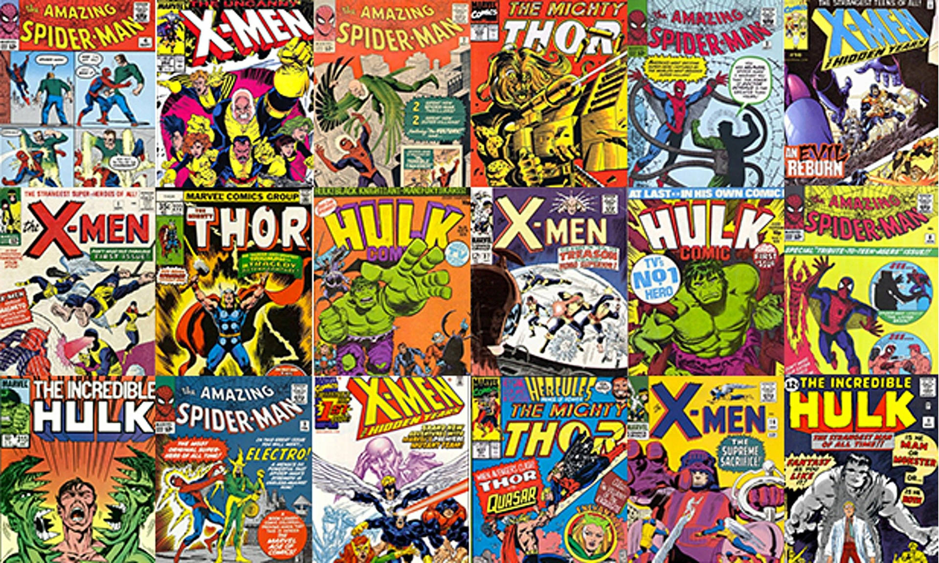 經典 Marvel 漫畫封面，超級英雄擺出動作姿勢。