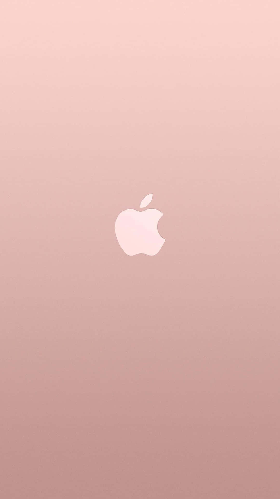 白色Apple標誌置於玫瑰金漸變背景中央。