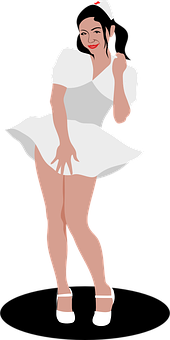 經典白色禮服姿勢插畫