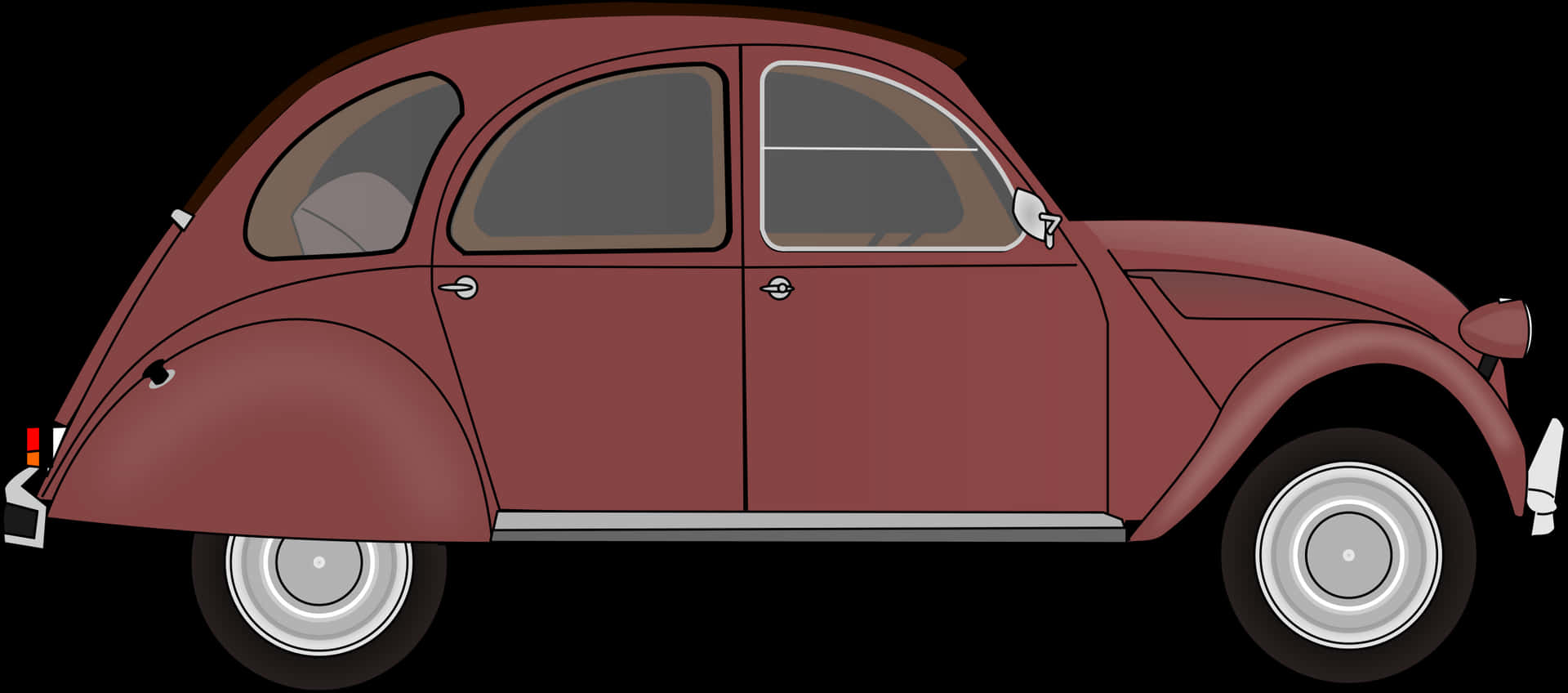 經典紅色古董車插畫