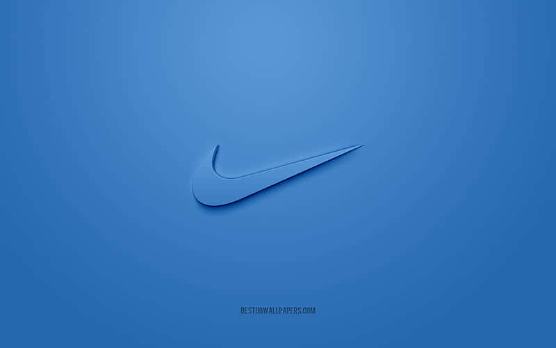 藍色Nike勾號標誌在漸變藍色背景上