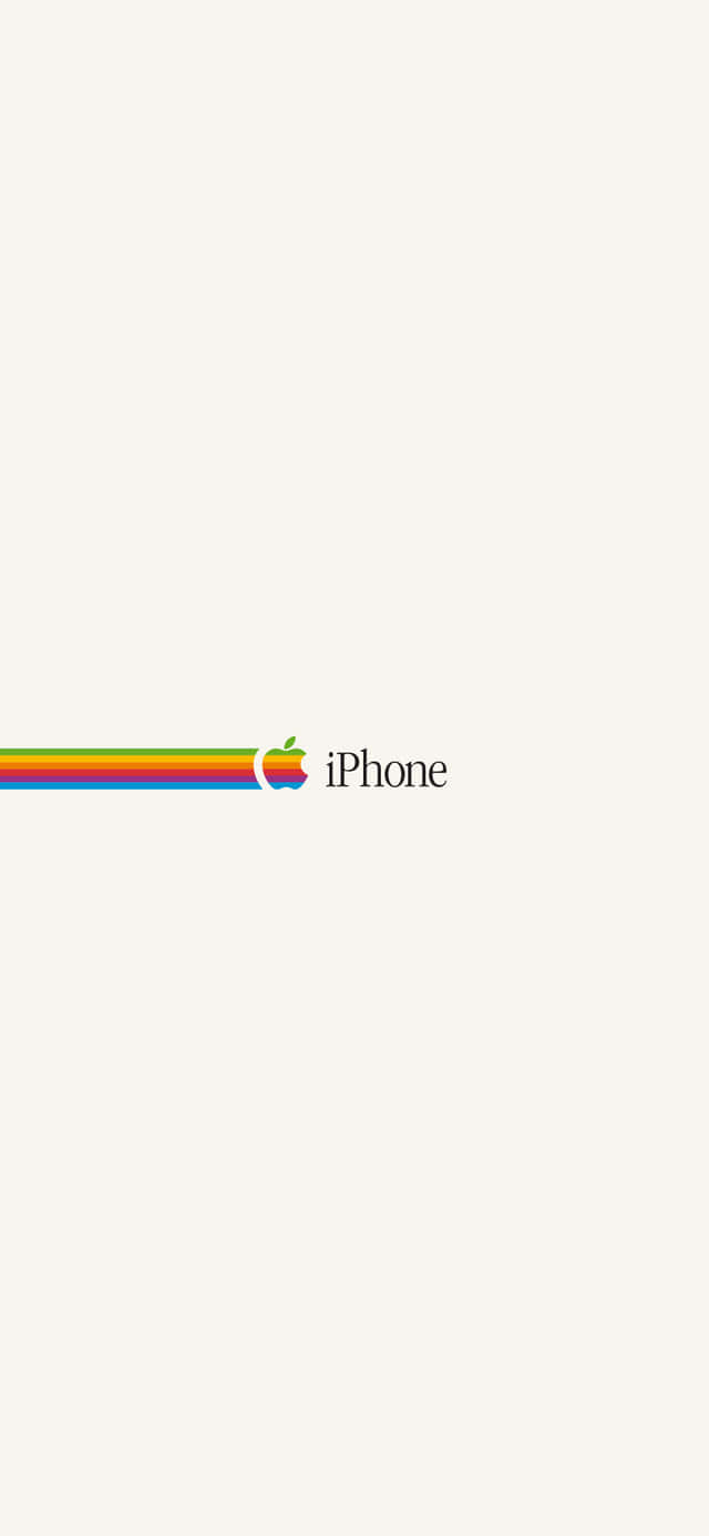 iPhone標誌，帶有彩虹條紋，背景為米白色。