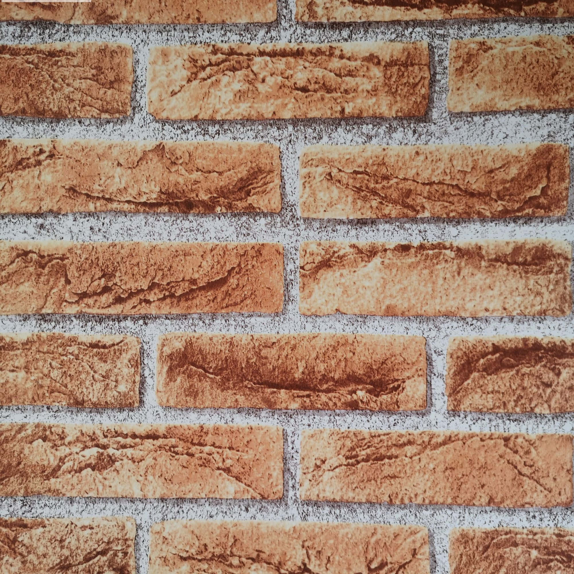 Brown Brick 桌布 壁紙 — 經典順砌圖案中帶有灰色砂漿的紋理赤陶磚特寫。