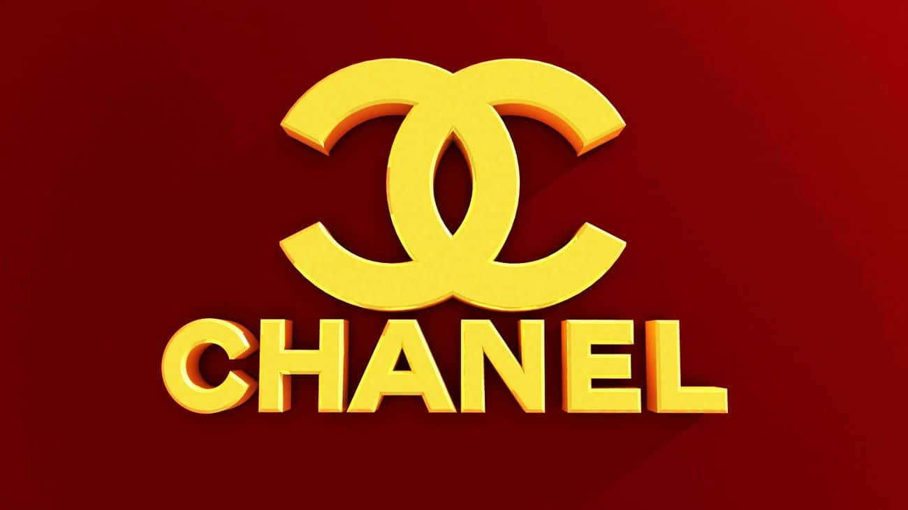 紅色背景上的金色Chanel標誌