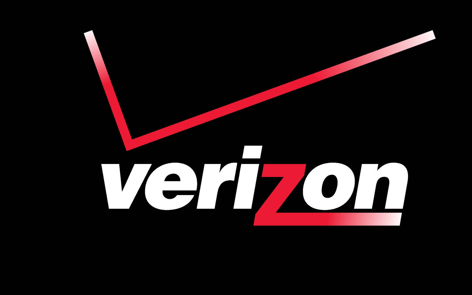 經典黑色 Verizon 標誌 壁紙 — Verizon 標誌，帶有紅色勾號和白色文字，背景為黑色。