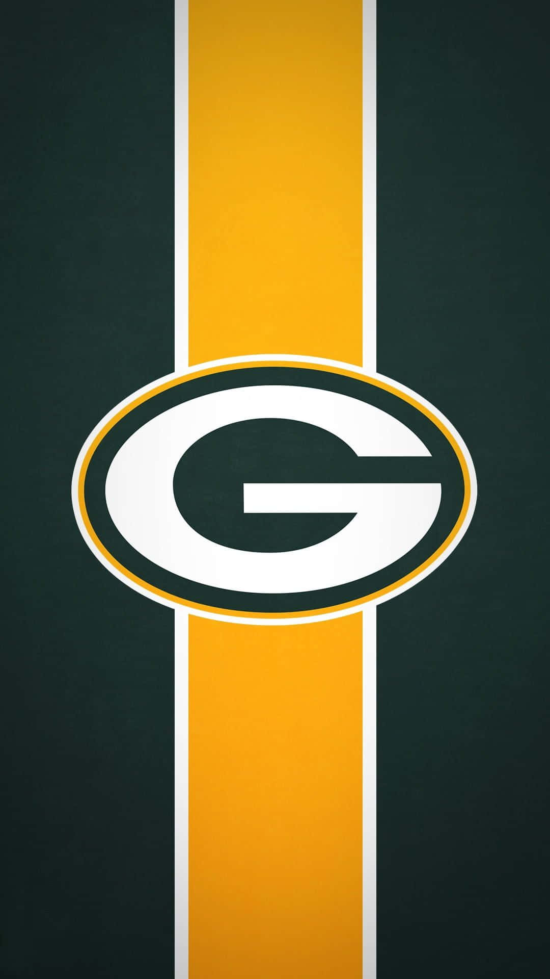 Packers 桌布 壁紙 — 綠灣包裝工隊標誌居中於深綠色背景上，帶有粗體的黃色和白色垂直條紋。