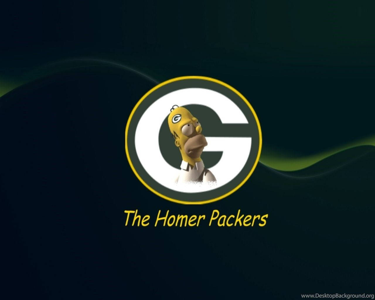 綠灣包裝工隊標誌中的荷馬·辛普森，帶有文字 The Homer Packers