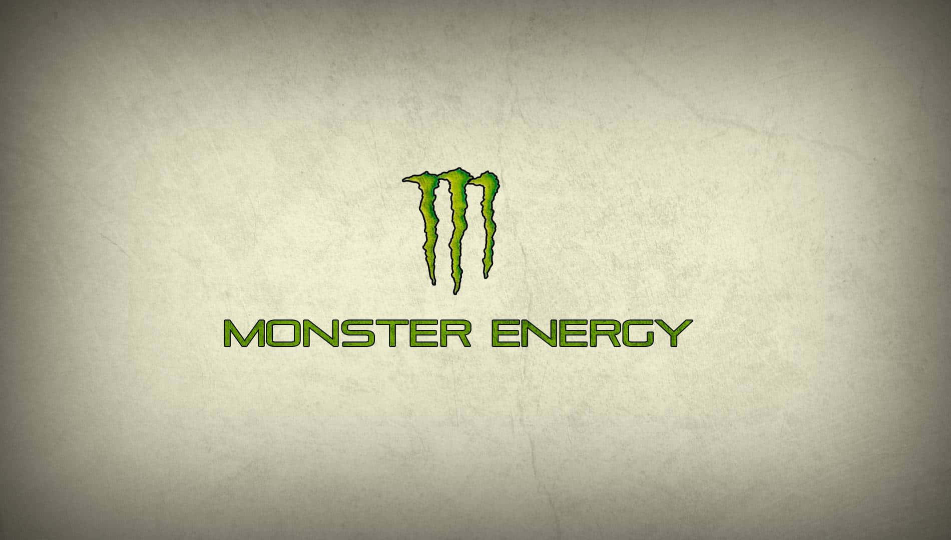 Monster Energy 桌布 壁紙 — 綠色Monster Energy標誌，帶有爪痕，居中於有紋理的米色背景上。