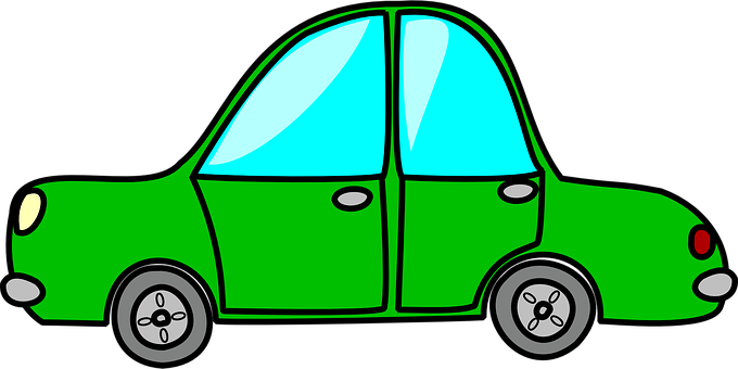 綠色卡通汽車圖案
