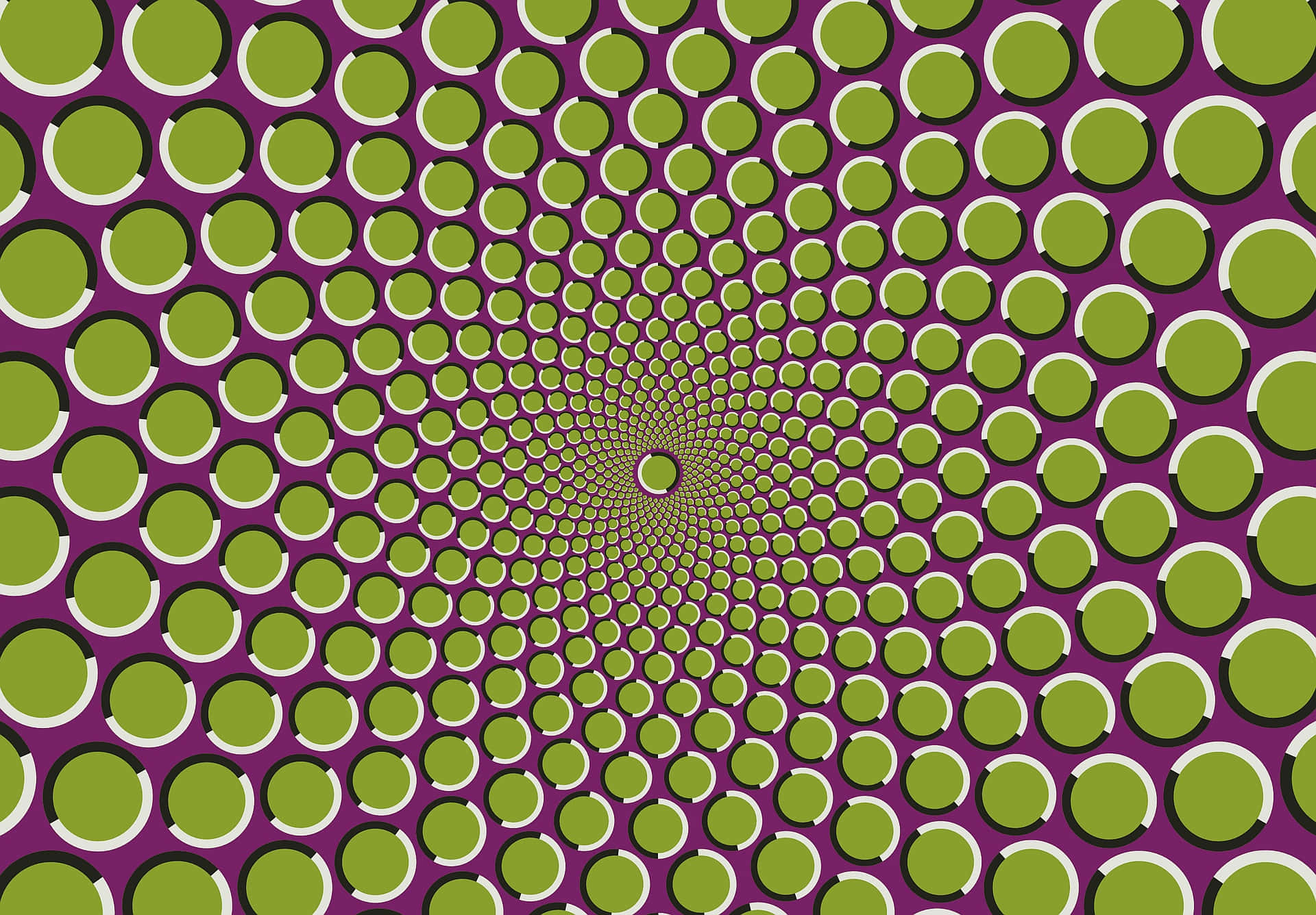 紫色背景上的綠色圓圈催眠螺旋圖案