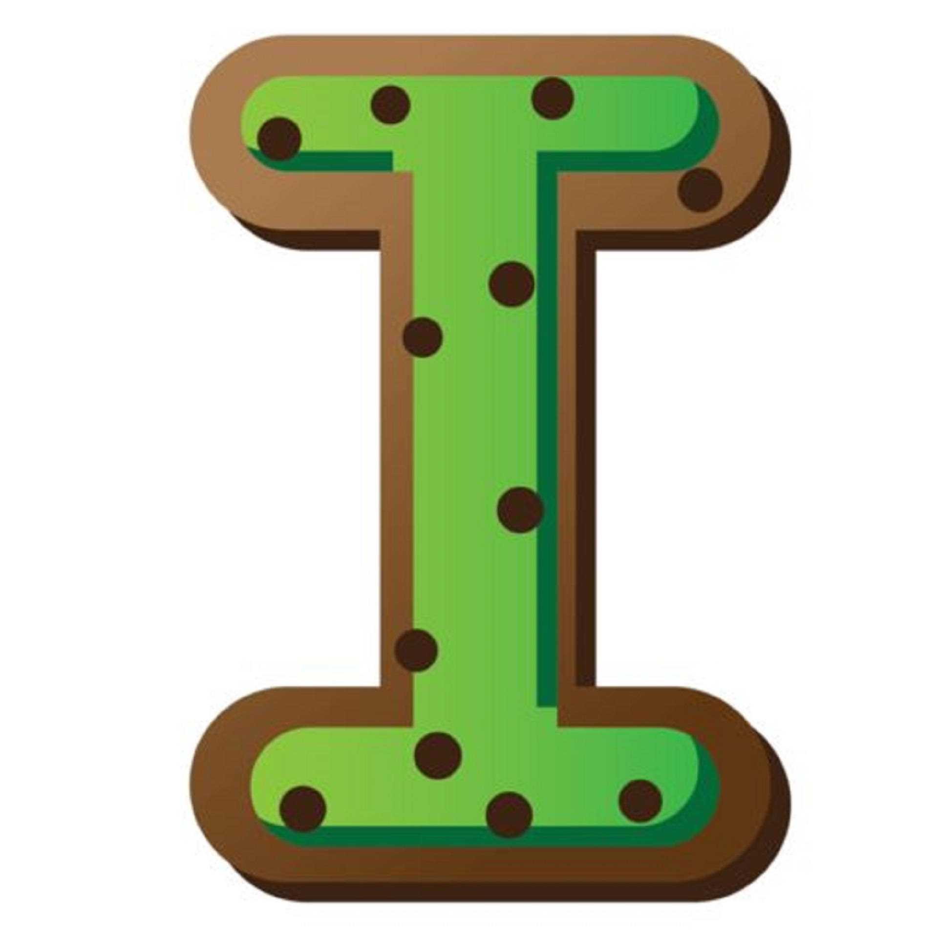 綠色曲奇形狀的字母 I，帶有朱古力粒