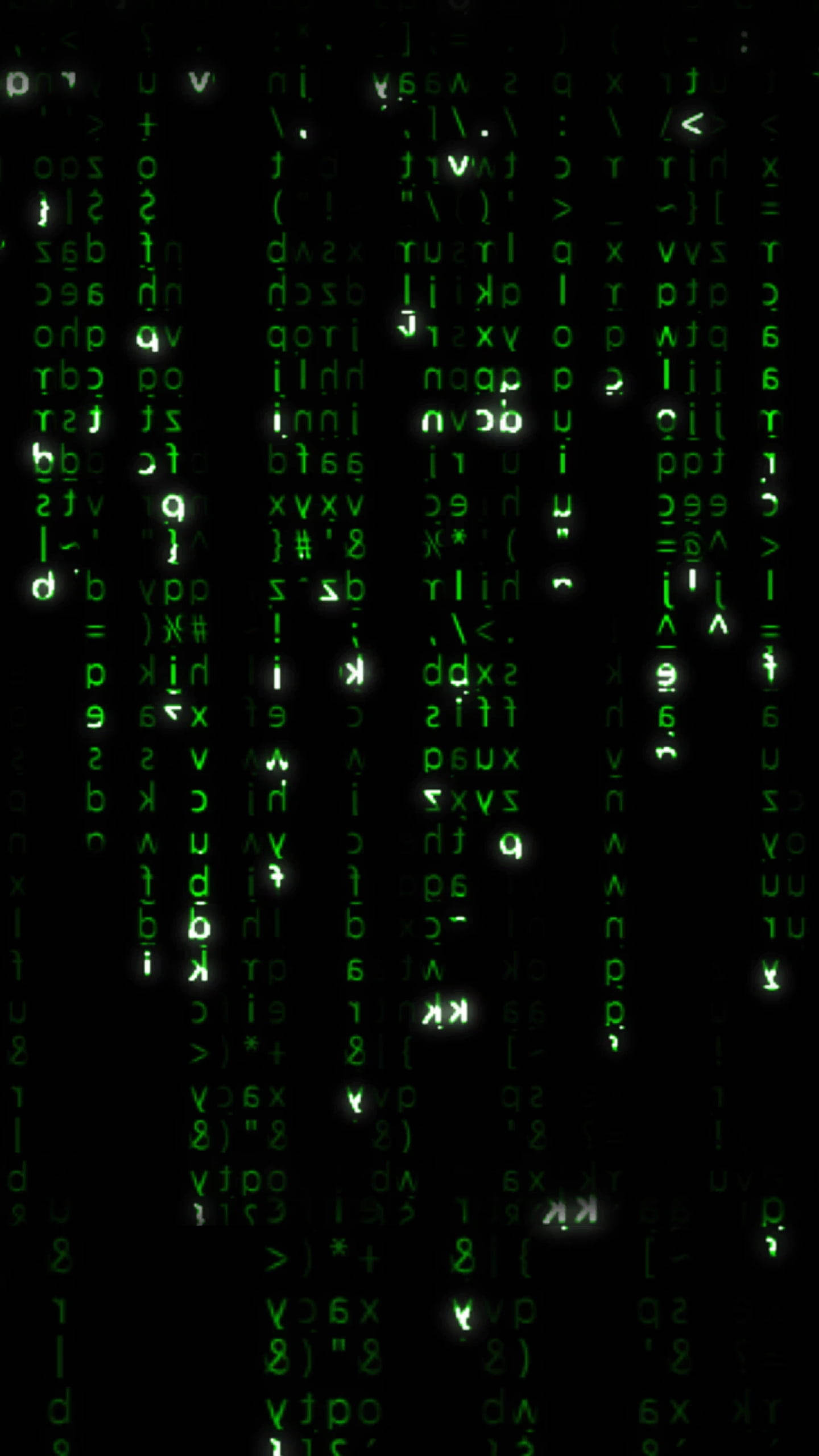 科技 桌布 壁紙 — 綠色數碼代碼流垂直流動在黑色背景上，呈現 Matrix 風格的視覺效果。