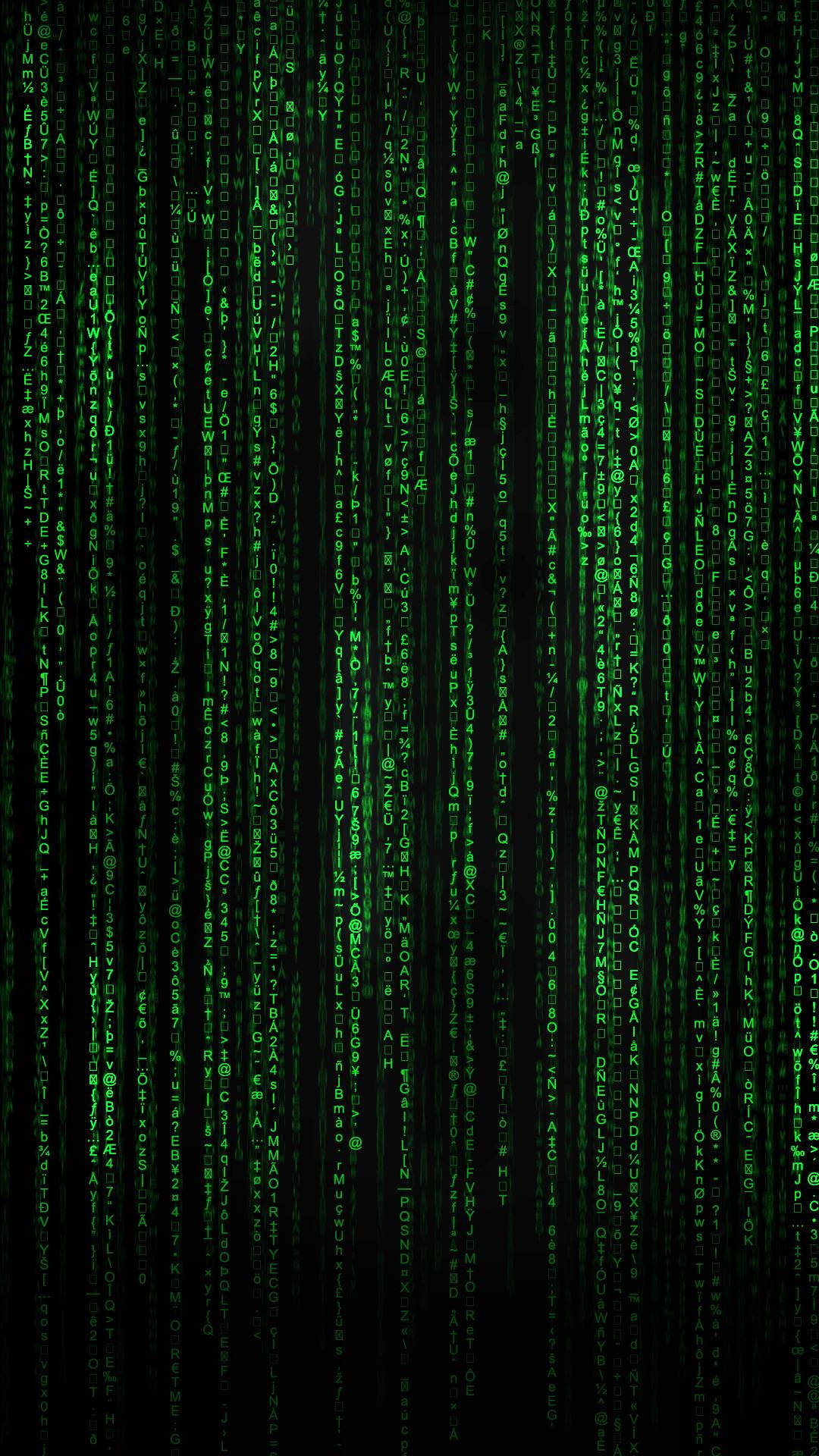 科技 桌布 壁紙 — 綠色數碼代碼流垂直流過黑色背景，呈現 Matrix 風格的視覺效果。