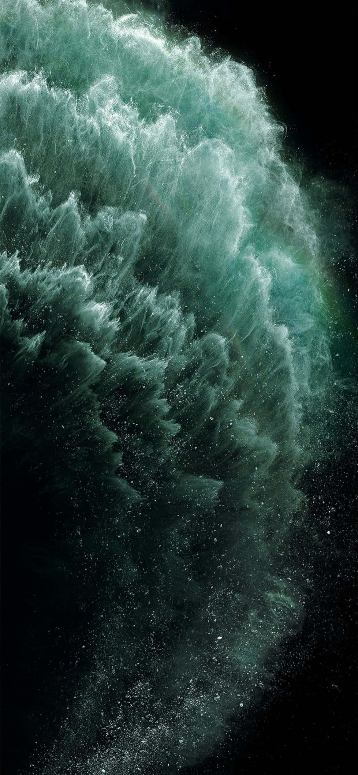 綠色波浪配黑色背景 壁紙